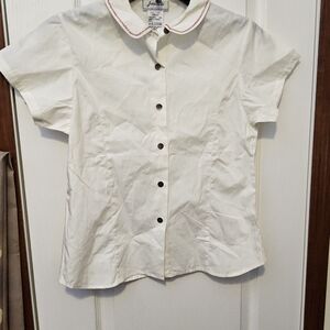 NWT Jacadi White Blouse with Red Trim size 12 Girls